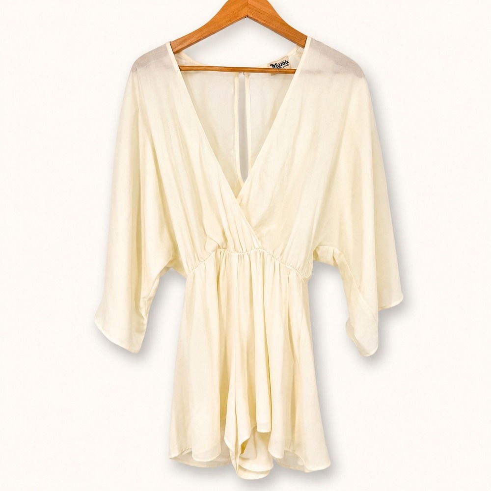 Show Me Your Mumu XS Lo Romper Cream Lo Kimono Sleeve Boho Bridal Ethereal Angel